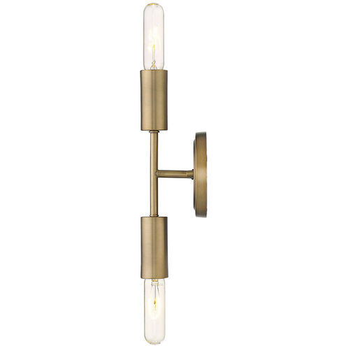 Perret 2 Light 12 inch Aged Brass Sconce Wall Light