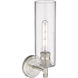 Crown Point Sconce Wall Light in Satin Nickel, Seedy Glass