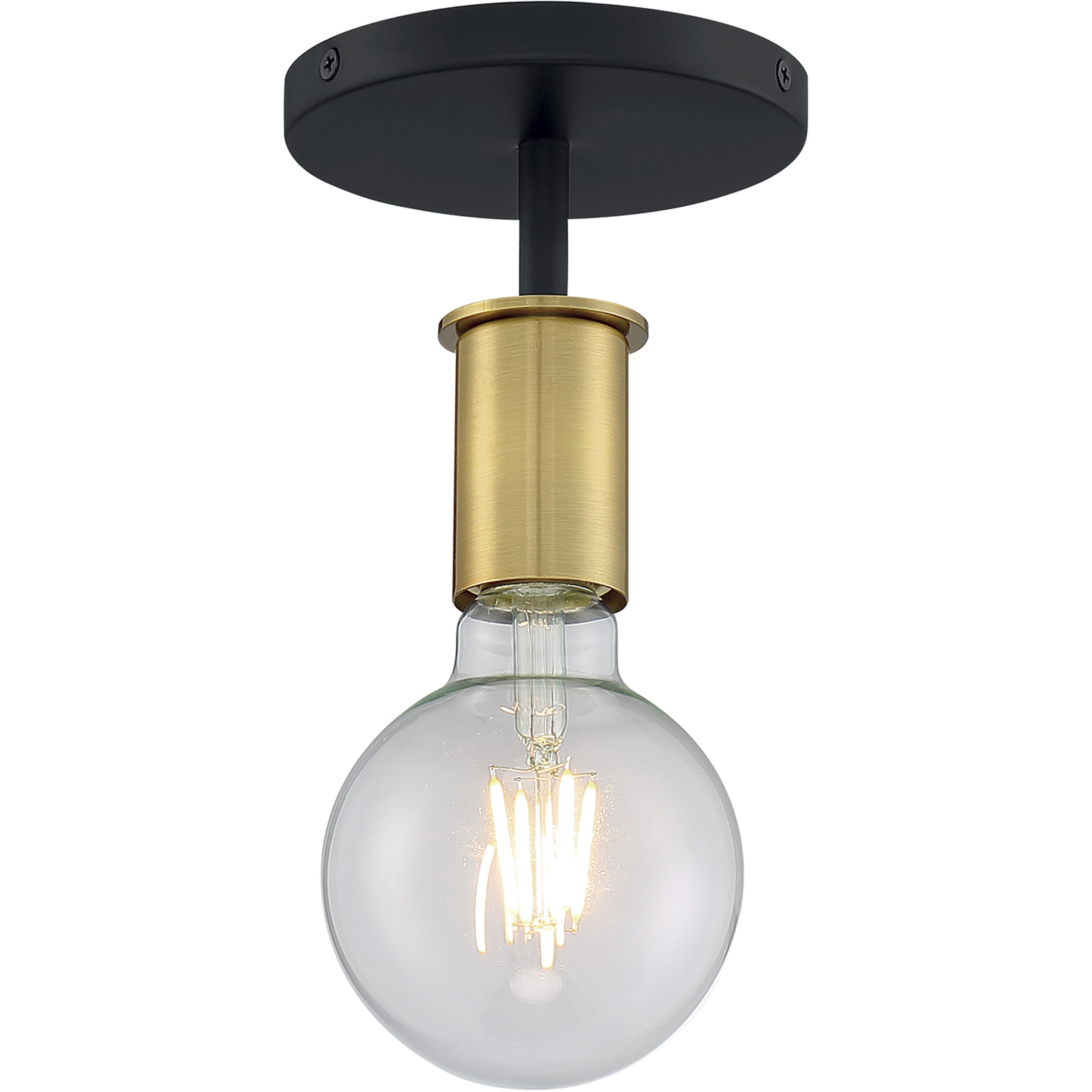Ryder 1 Light 5 inch Black and Brushed Brass Semi Flush Mount Fixture Ceiling Light