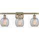 Ballston Belfast 3 Light 26 inch Antique Brass Bath Vanity Light Wall Light in Incandescent, Clear Crackle Glass, Ballston