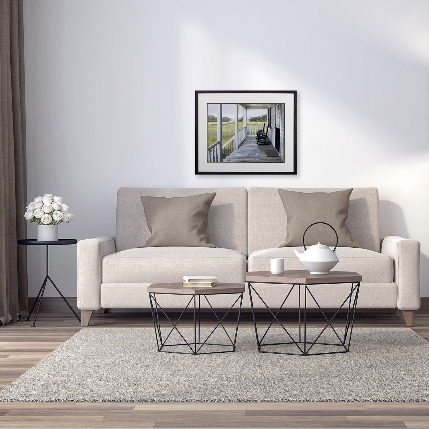 Farmhouse Neutral and Gray and Green and Brown Framed Art, Propac