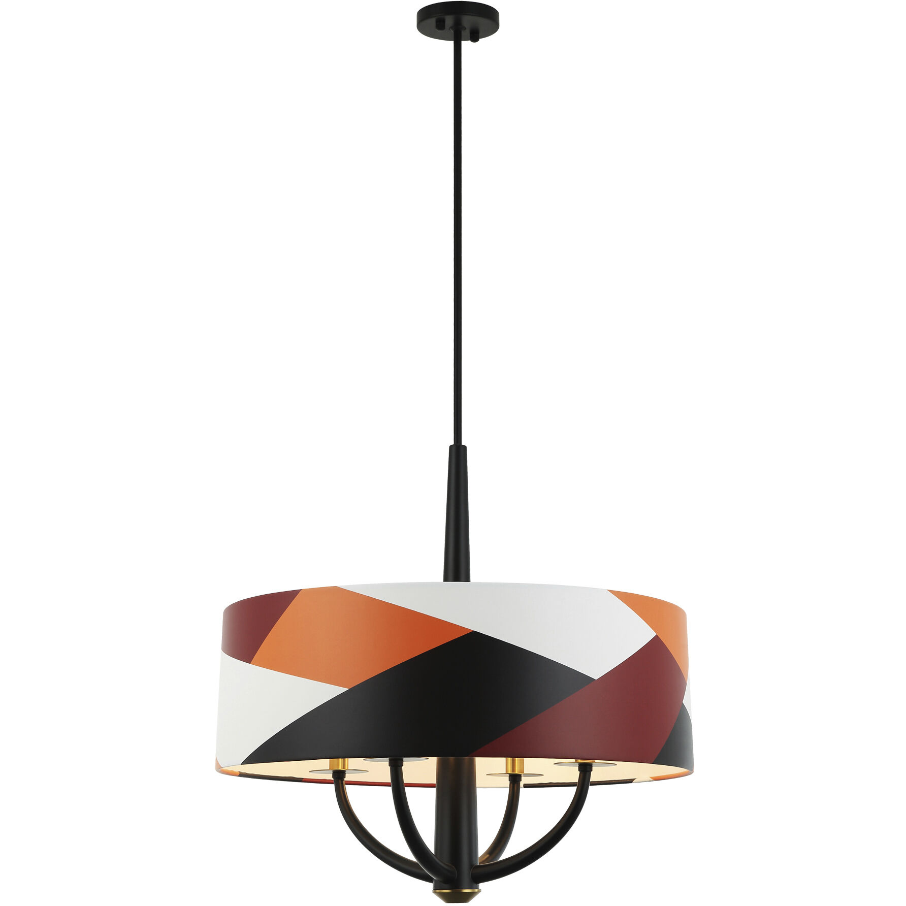 Patchwork 4 Light 24 inch Black with Satin Brass with Patchwork Pendant Ceiling Light in Black/Satin Brass/Patchwork