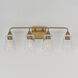 Hudson 4 Light 28.25 inch Natural Aged Brass Bath Vanity Wall Light in Clear