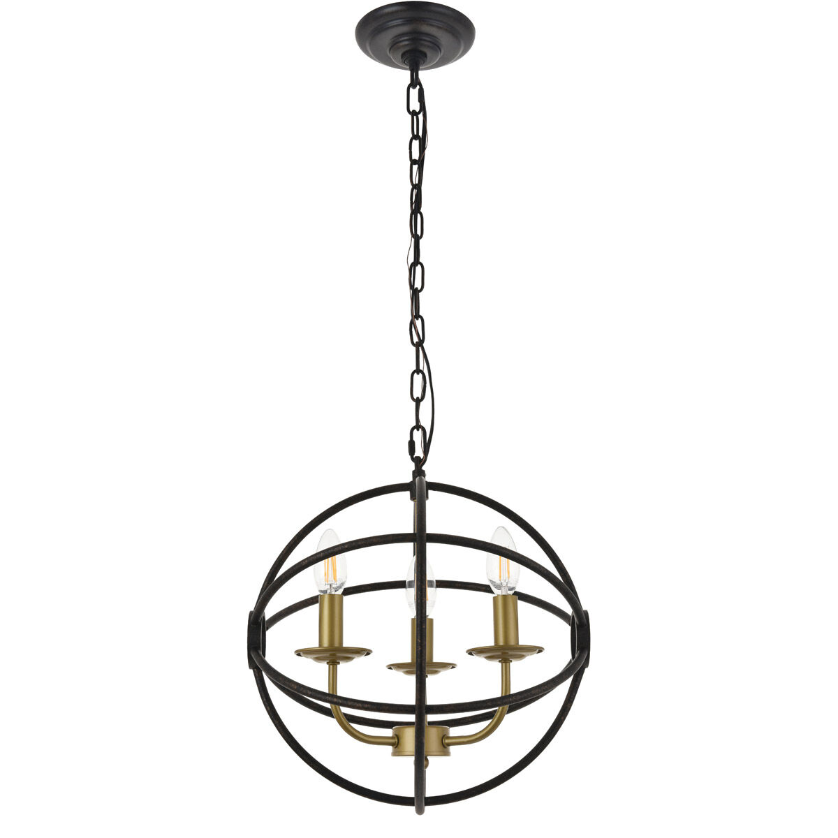 Octavia 3 Light 14 inch Brass and Dark Brown Pendant Ceiling Light
