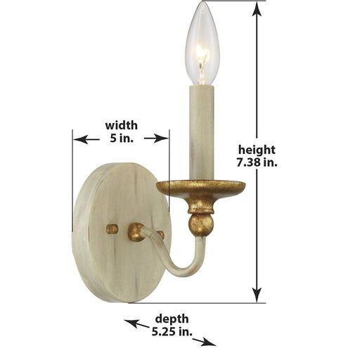 Westchester County 1 Light 5 inch Farm House White/Gilded G Wall Sconce Wall Light in Farmhouse White