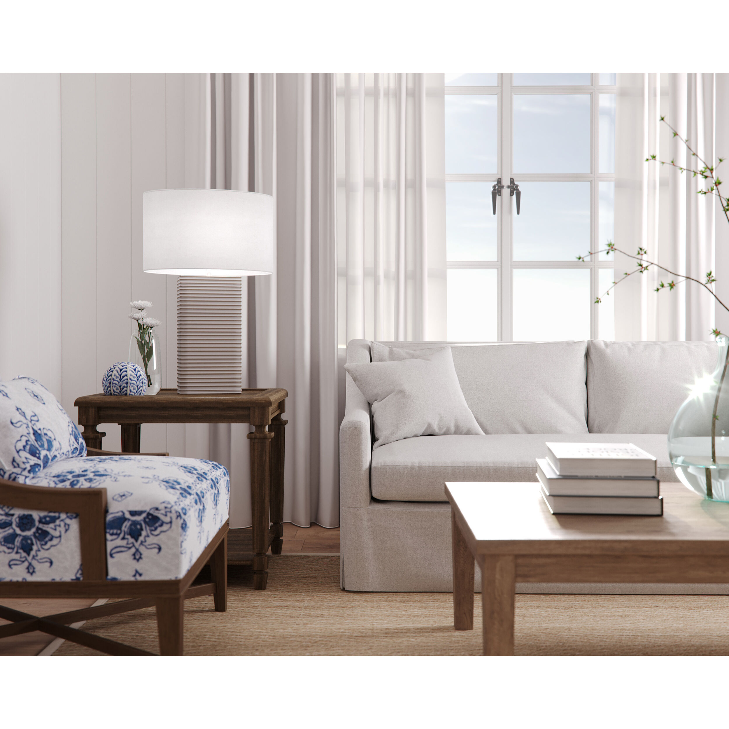 Eastwood 26.75 inch 150.00 watt White and Taupe Matte Table Lamp Portable Light