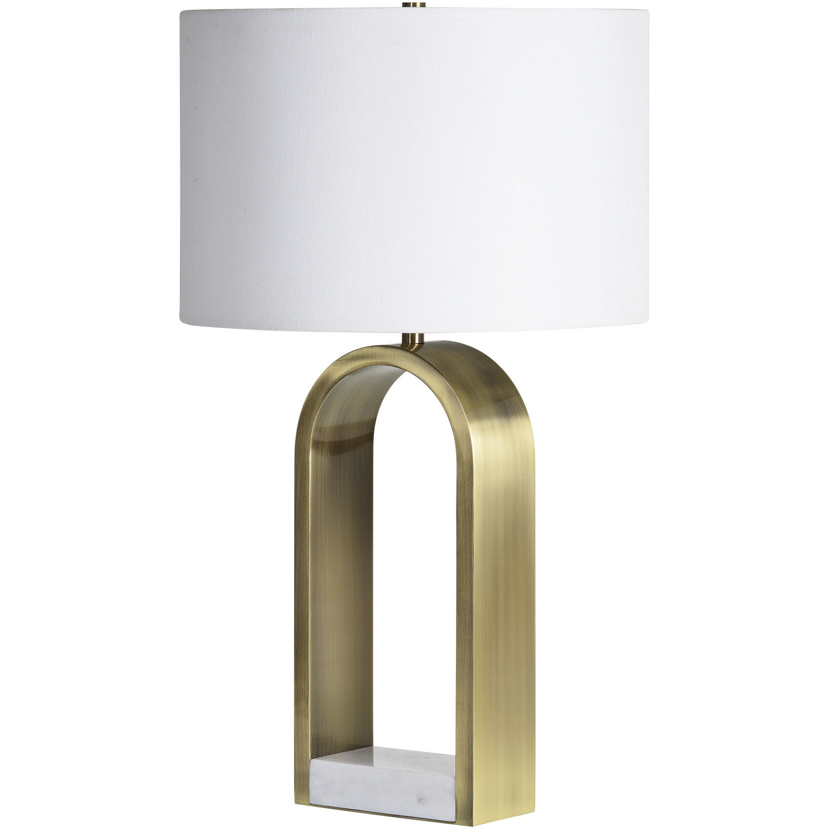 Joline 26.5 inch 100 watt Antique Brushed Brass and White Table Lamp Portable Light