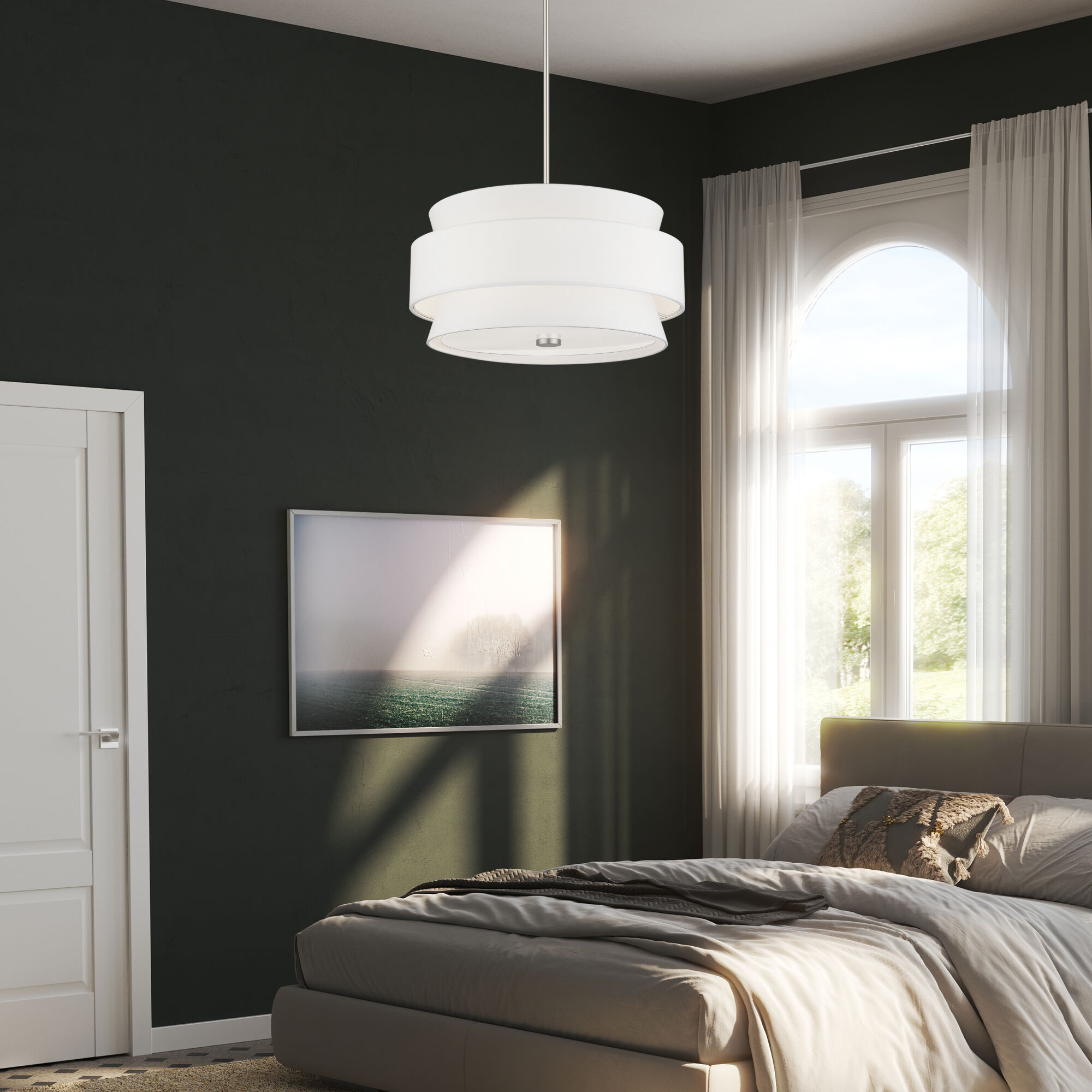 Fontana 5 Light 22 inch Brushed Nickel Pendant Chandelier Ceiling Light