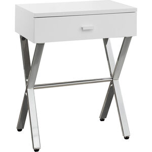 Seneca 22 X 18 inch White and Chrome Accent End Table or Night Stand