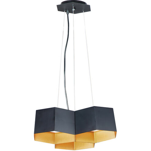 Honeycomb LED 16 inch Black/Gold Chandelier Ceiling Light