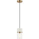 Marmor 1 Light 4.5 inch Aged Gold Brass and White Marble Pendant Ceiling Light