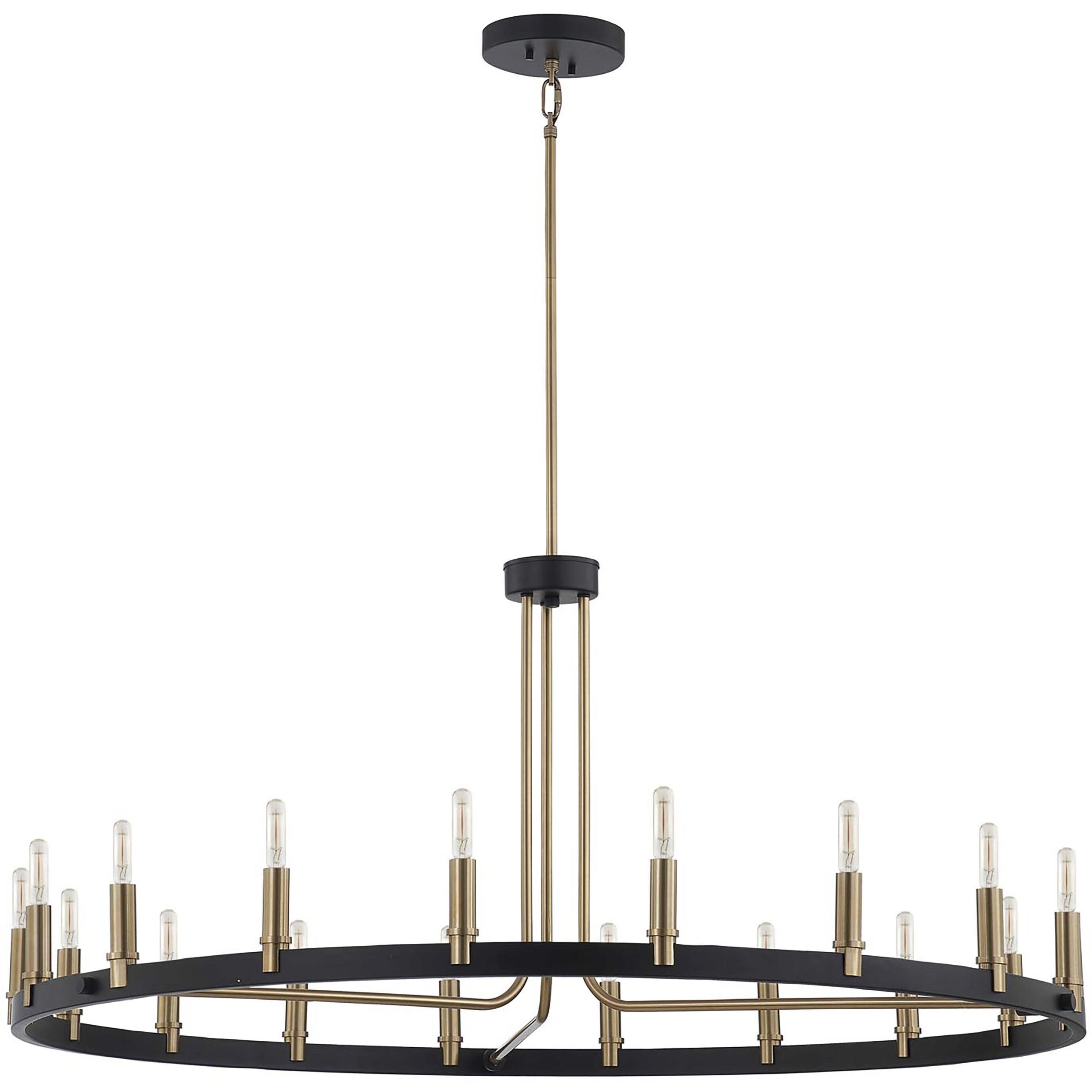 Clayton Family 18 Light 42 inch Matte Black and Brass Accents Chandelier Ceiling Light