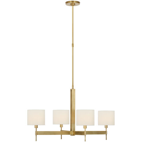 Ray Booth Brontes LED 40 inch Antique Brass Four Arm Chandelier Ceiling Light, Large
