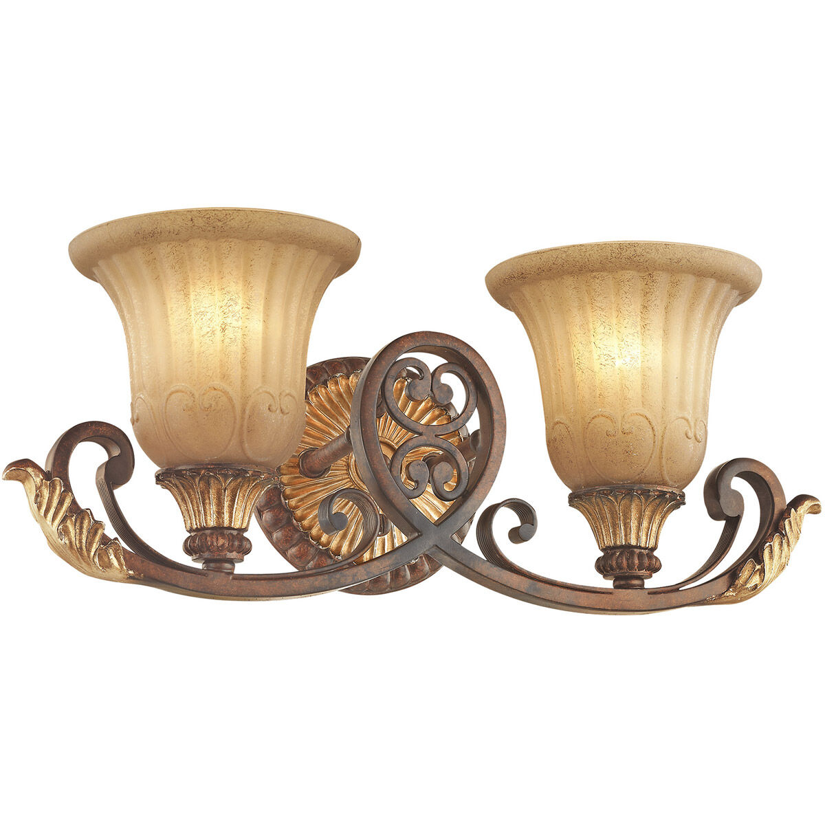 Villa Verona 2 Light 19 inch Verona Bronze with Aged Gold Leaf Accents Bath Vanity Wall Light