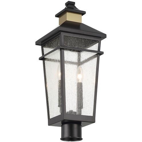 Kingsley 2 Light 22.5 inch Black with Warm Brass Accents Outdoor Post Lantern