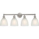 Edison Castile 4 Light 33 inch Brushed Satin Nickel Bath Vanity Light Wall Light in White