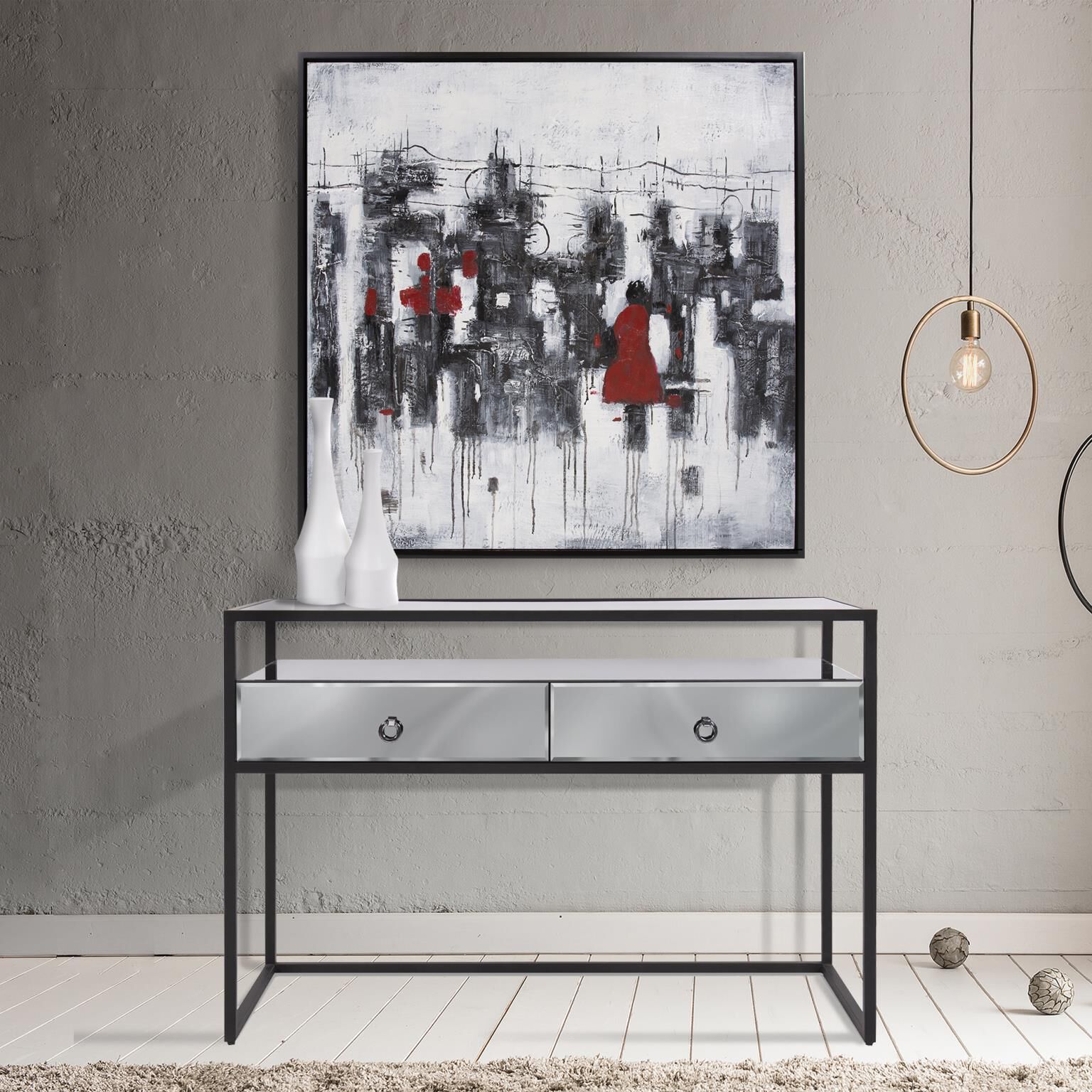 Women In The Red Dress 40 X 30 inch Hand Painted Canvas