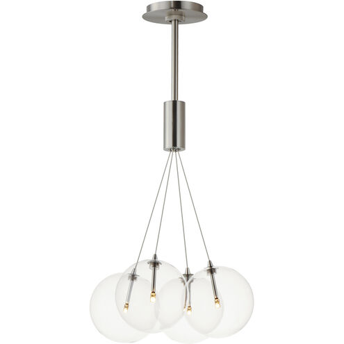 Burst LED 17 inch Satin Nickel Multi-Light Pendant Ceiling Light in Clear