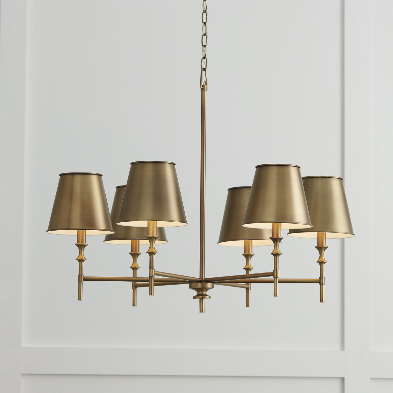 Whitney 6 Light 34 inch Aged Brass Chandelier Ceiling Light