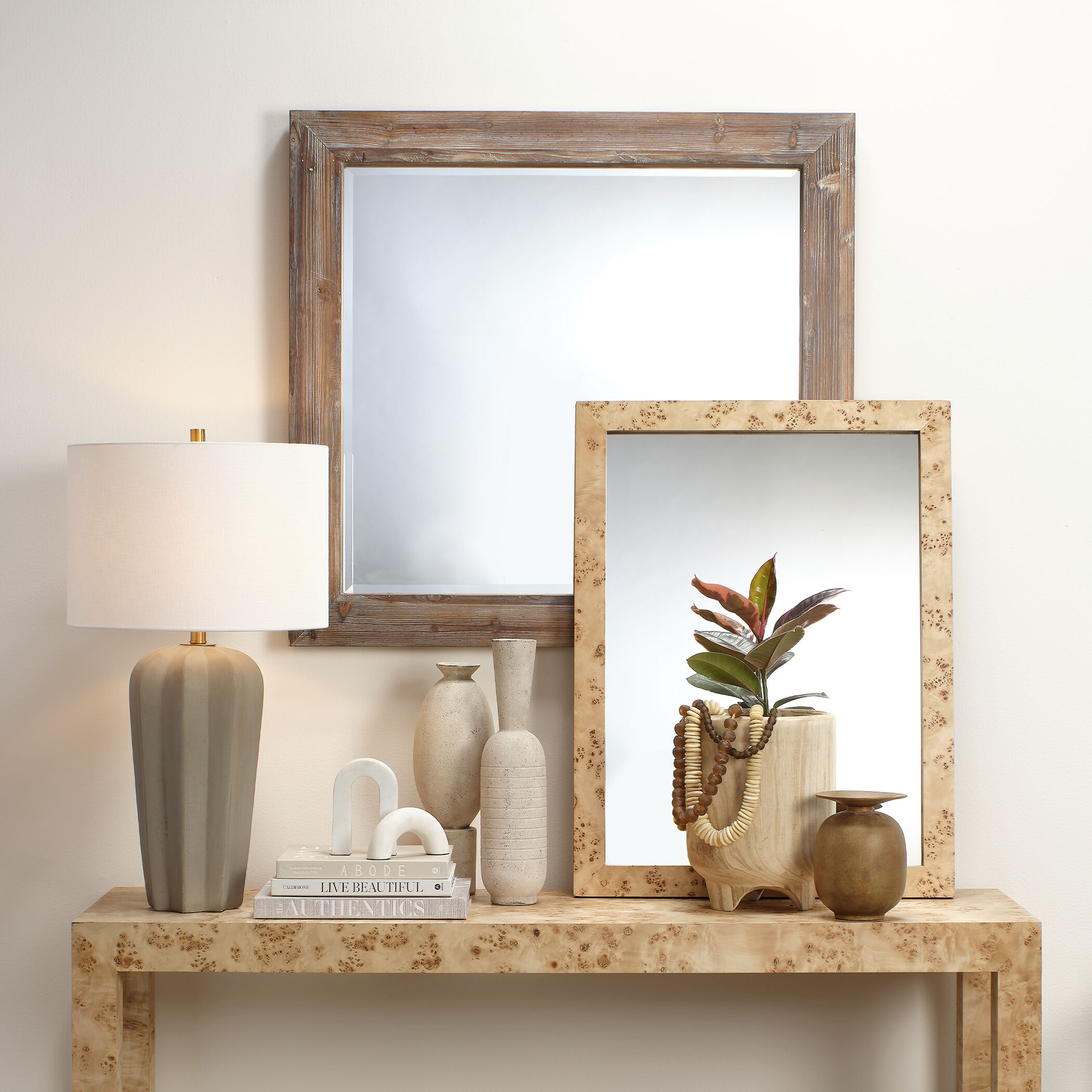 Chandler 33 X 25 inch Natural Burl Wood Wall Mirror