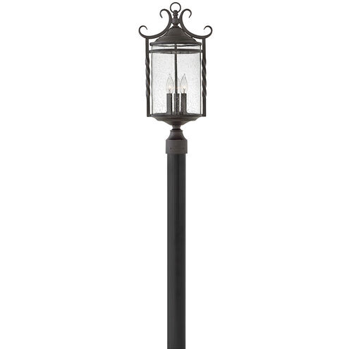 Casa LED 24 inch Olde Black Outdoor Post Mount Lantern in Clear