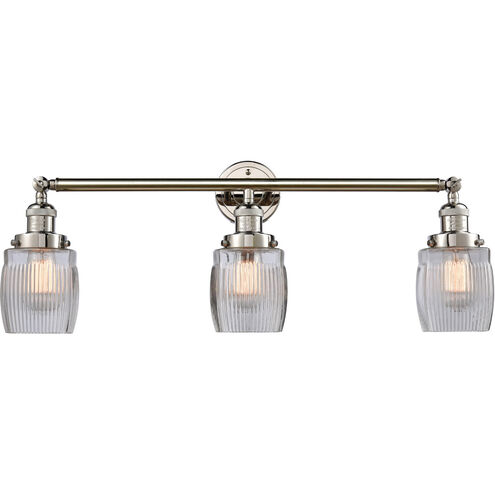 Franklin Restoration Colton 3 Light 32 inch Polished Nickel Bath Vanity Light Wall Light, Franklin Restoration
