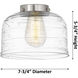 Downtown Urban Bell 1 Light 8 inch Brushed Satin Nickel Mini Pendant Ceiling Light in Clear Deco Swirl