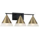 Avant 3 Light 26 inch Aged Brass and Black Vanity Light Wall Light