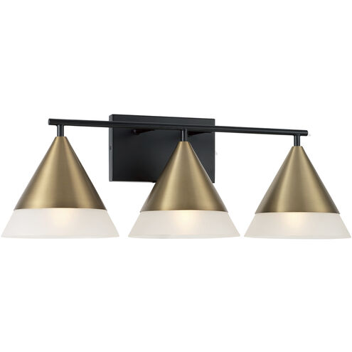 Avant 3 Light 26 inch Aged Brass and Black Vanity Light Wall Light