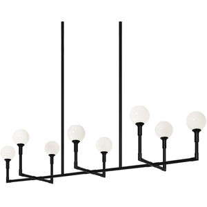 Candlestix 8 Light 18.13 inch Black Chandelier Ceiling Light in Black and Opal Glass
