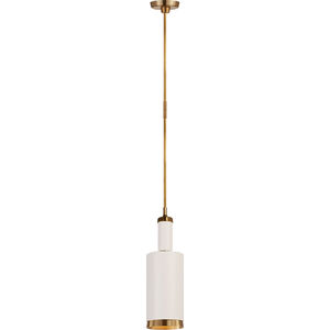 Thomas O'Brien Anders 1 Light 6 inch Hand-Rubbed Antique Brass and White Cylindrical Pendant Ceiling Light, Large