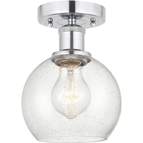 Edison Athens 1 Light 6 inch Brushed Satin Nickel Semi-Flush Mount Ceiling Light in Matte White Glass