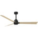 Atlas Alessandra 56 inch Matte Black with Light Maple Tone Blades Transitional Ceiling Fan