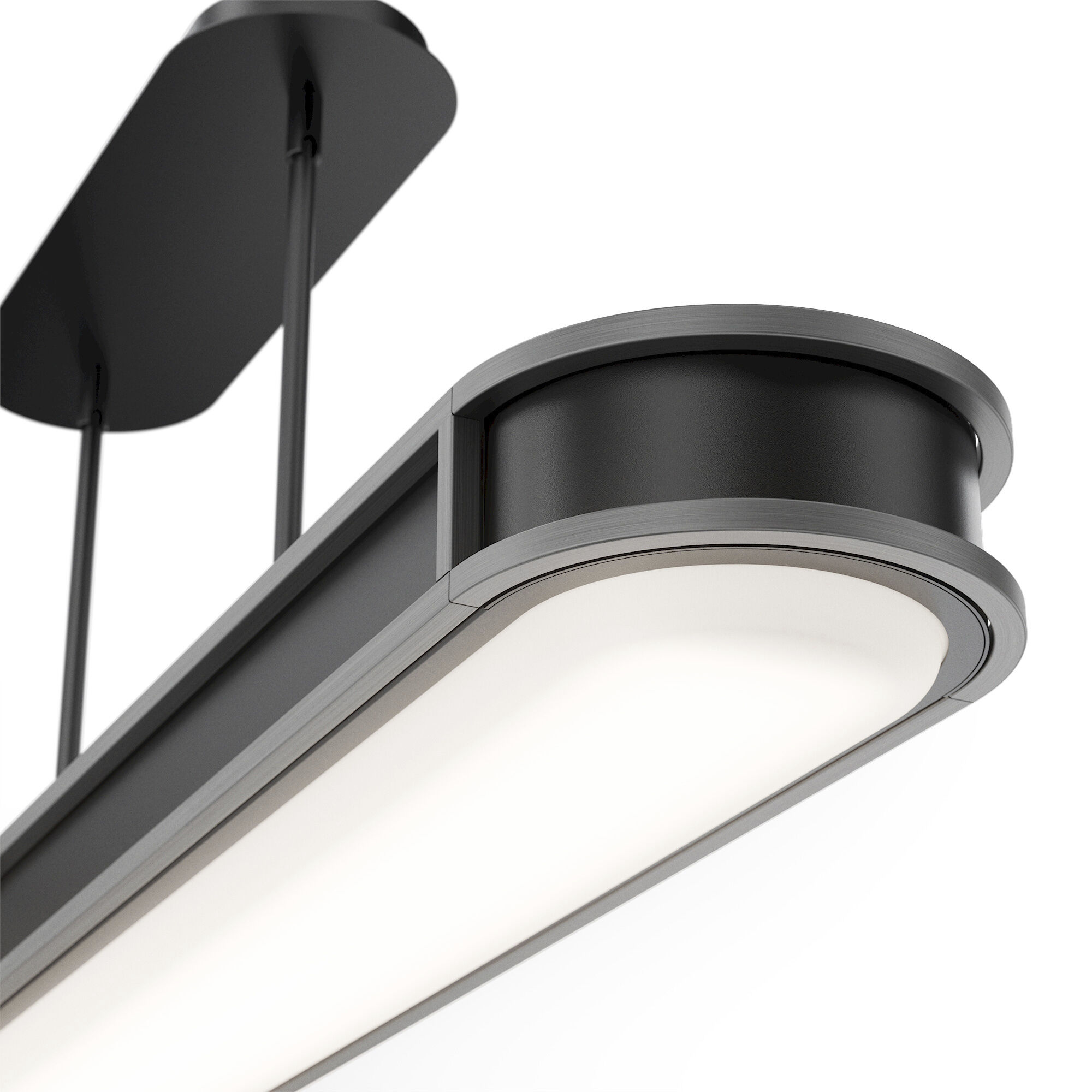 Longboard LED 48.13 inch Black Brushed Nickel Linear Pendant Ceiling Light, dweLED