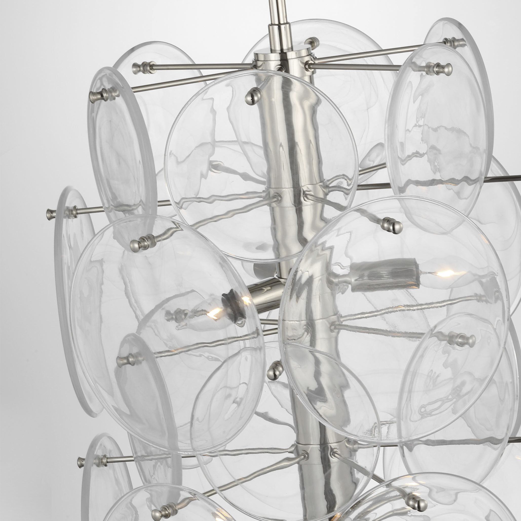 AERIN Loire 6 Light 20 inch Polished Nickel Barrel Chandelier Ceiling Light in Clear Strie Glass, Medium