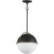 Duke 1 Light 11.5 inch Black and Weathered Brass Single Pendant Ceiling Light