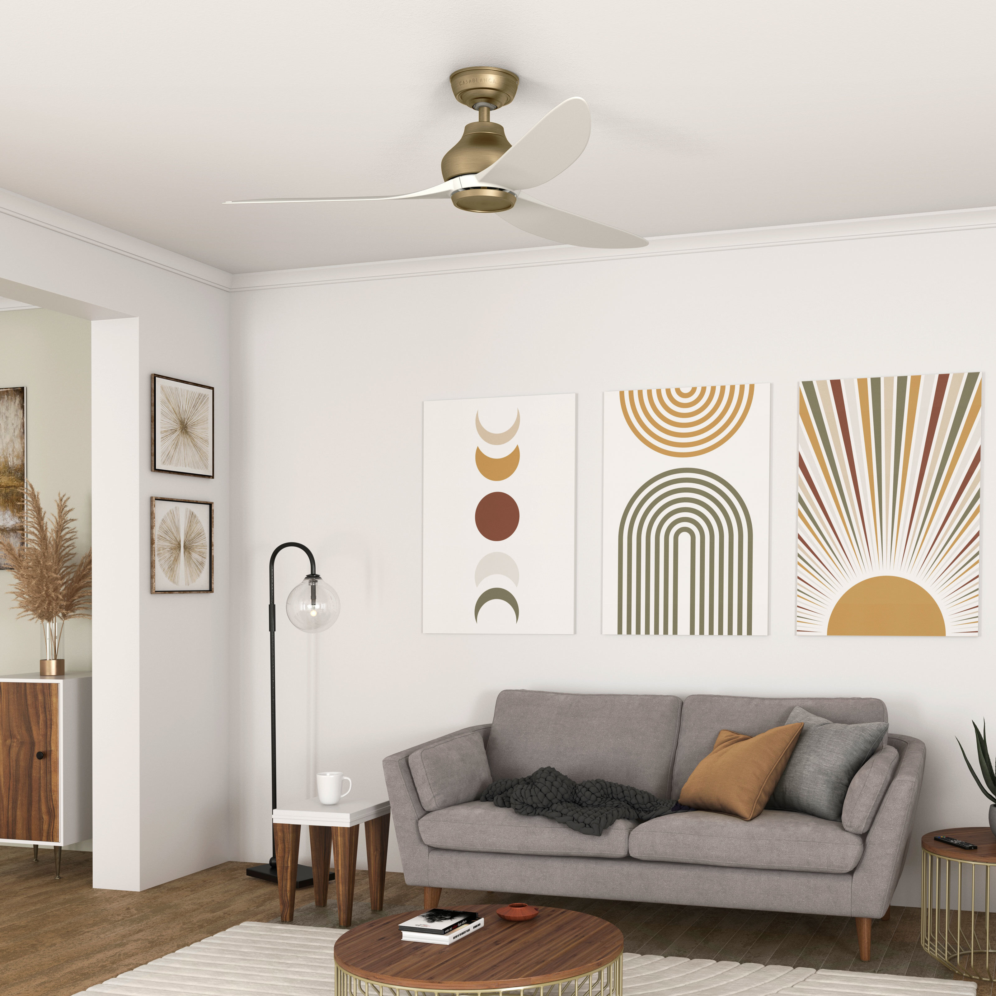 Eyla 52 inch Luxe Gold with Matte White Blades Outdoor Ceiling Fan