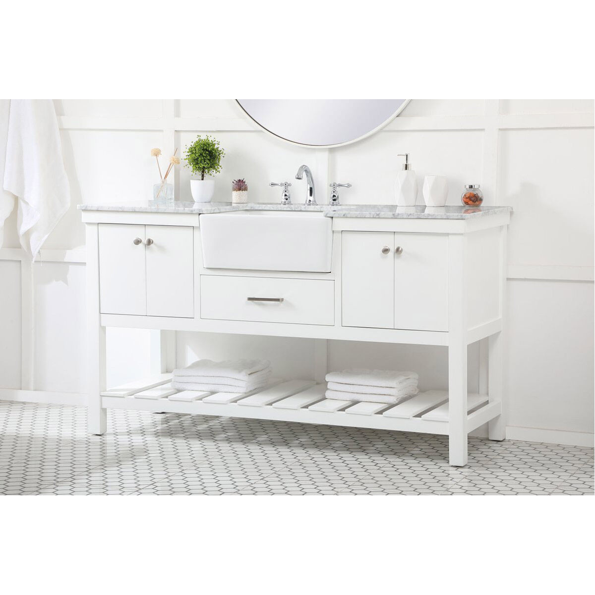 Clement 60 X 22 X 34.13 inch White Bathroom Vanity Cabinet
