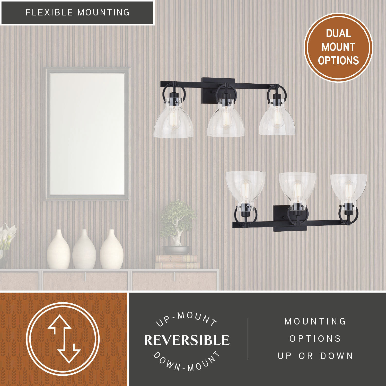 Ogden LED 25.5 inch Matte Black Bathroom Light Wall Light in 3