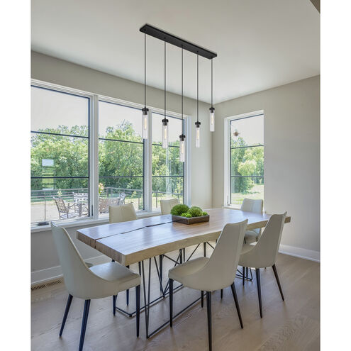 Beau 5 Light 42 inch Matte Black Linear Chandelier Ceiling Light