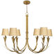 River Reed 6 Light 41 inch Antique Gold Leaf Chandelier Ceiling Light in Rattan Shade, Small