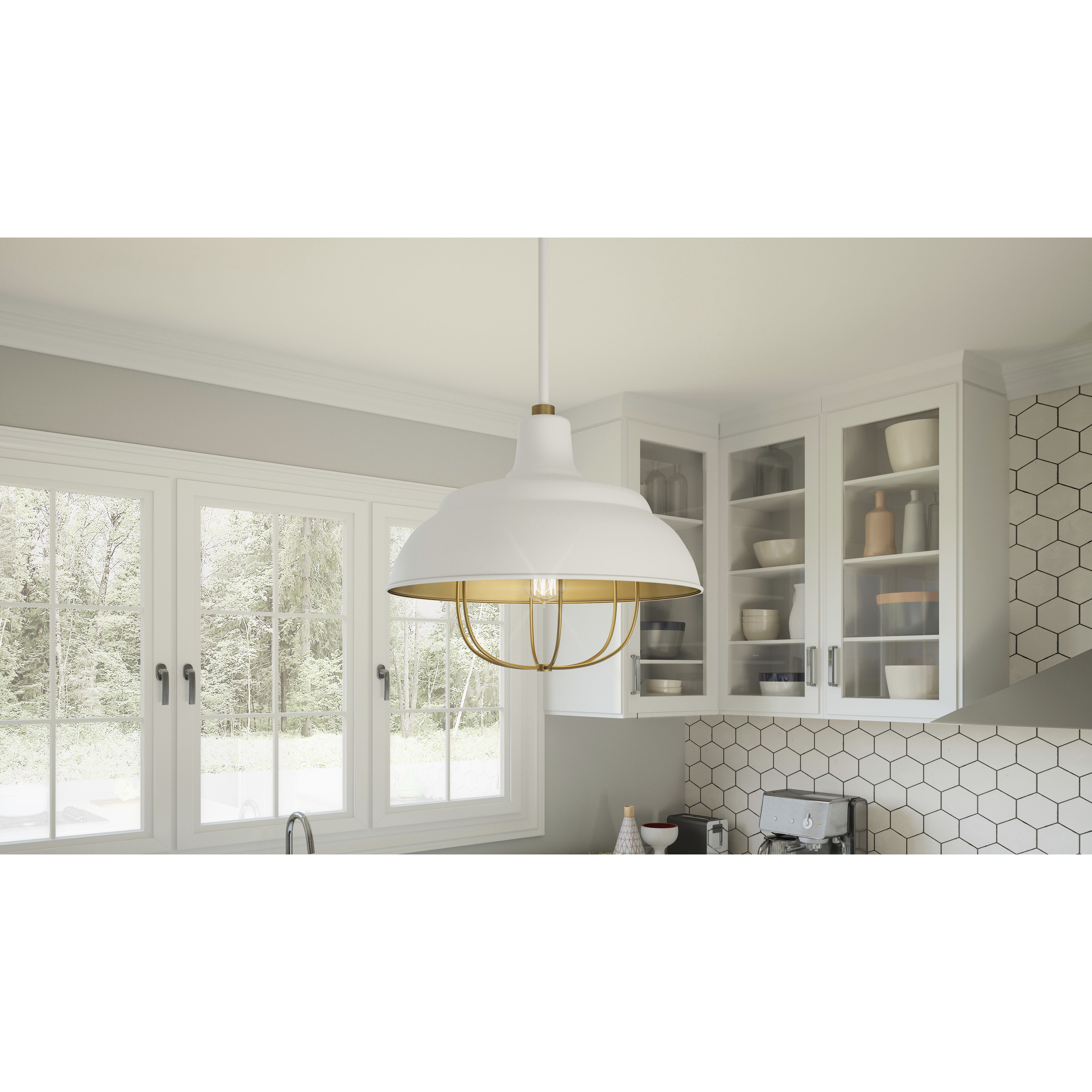 Darmody 1 Light 17 inch White Lustre Pendant Ceiling Light