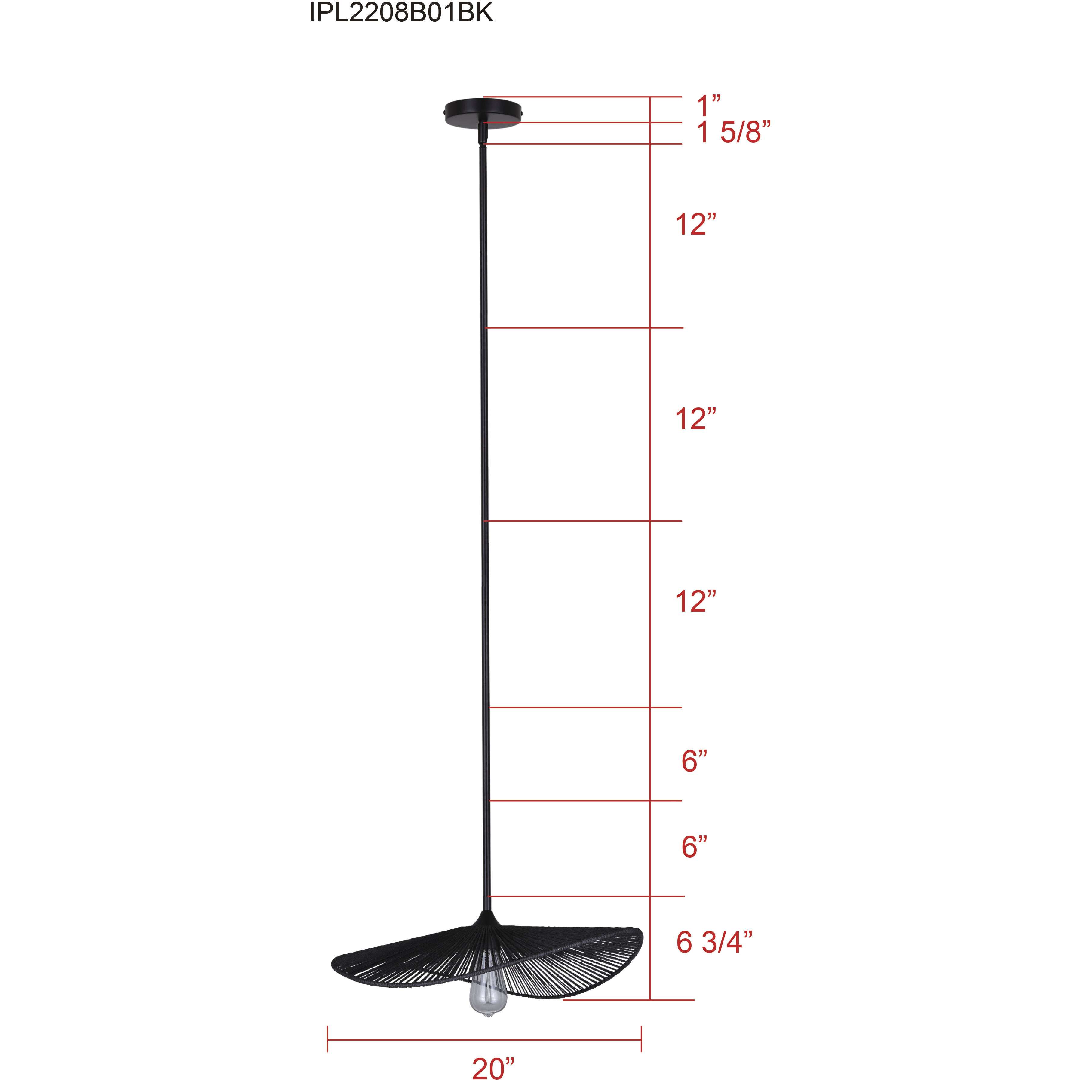 Georgia 1 Light 20 inch Black Pendant Ceiling Light