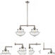 Franklin Restoration Large Oxford 2 Light 25 inch Brushed Satin Nickel Island Light Ceiling Light in Seedy Glass, Franklin Restoration