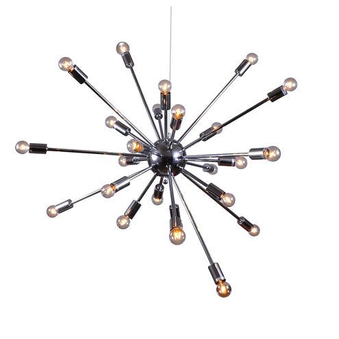 Canada 24 Light 34 inch Chrome Chandelier Ceiling Light, Chrome Arm Spike, Chrome Frame