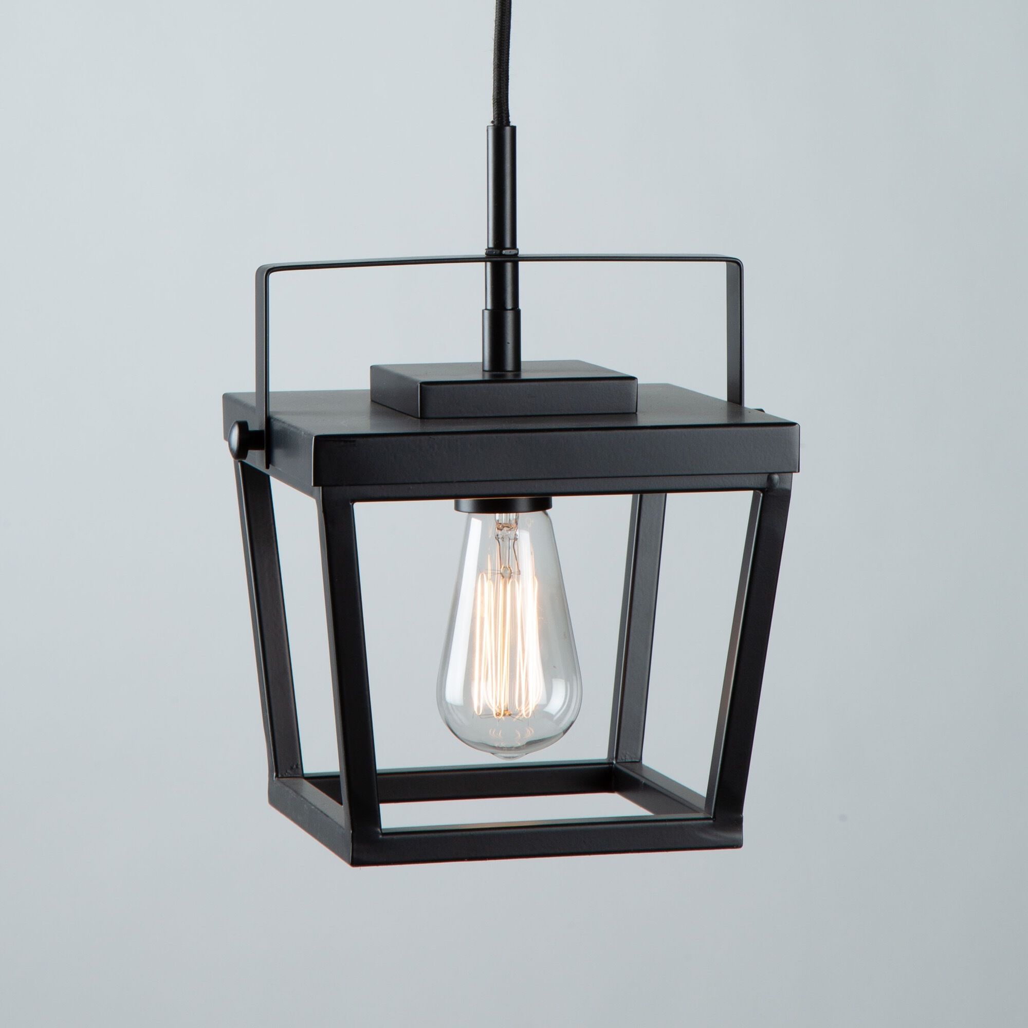 Carriage 1 Light 7.7 inch Black Down Pendant Ceiling Light