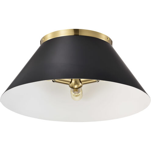 Dover 3 Light 20 inch Black/Vintage Brass Flush Ceiling Light