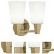Wheatley 2 Light 11 inch Modern Brass Wall Sconce Wall Light in Cased White Glass