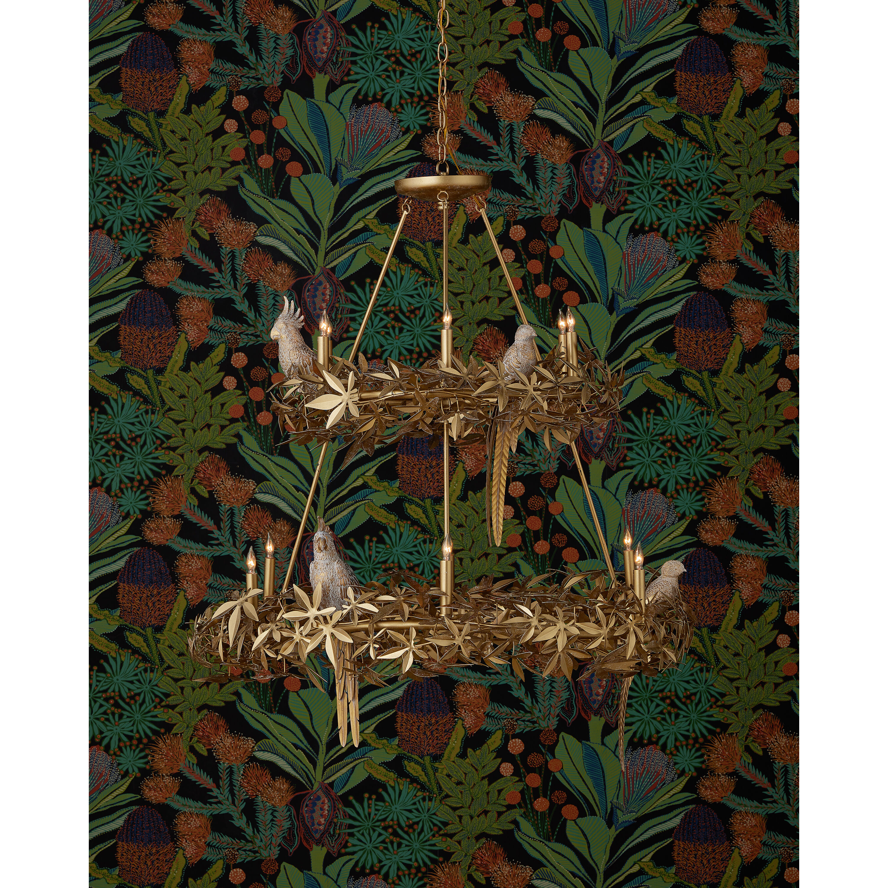 Aviary 12 Light 43.25 inch Swedish Gold Two-Tier Chandelier Ceiling Light