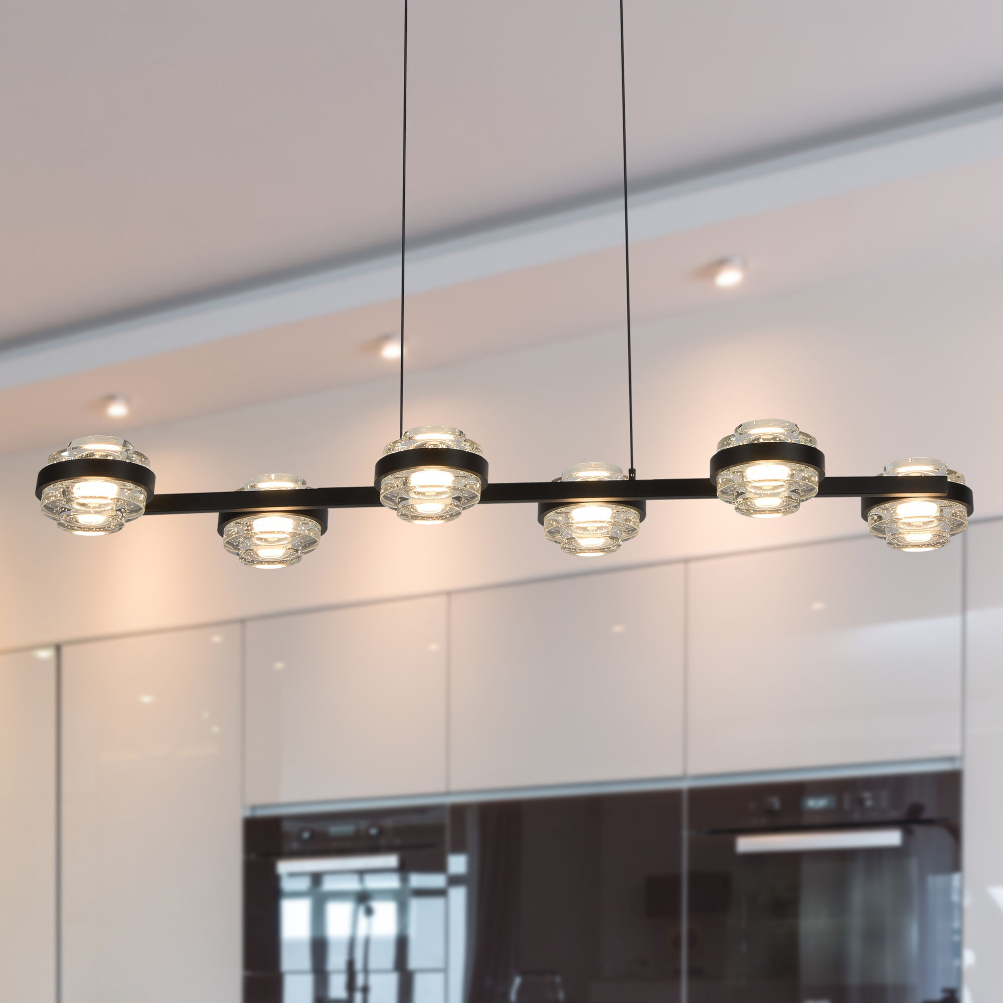 Milano Series Linear Chandelier Ceiling Light in Black, Artisan Collection